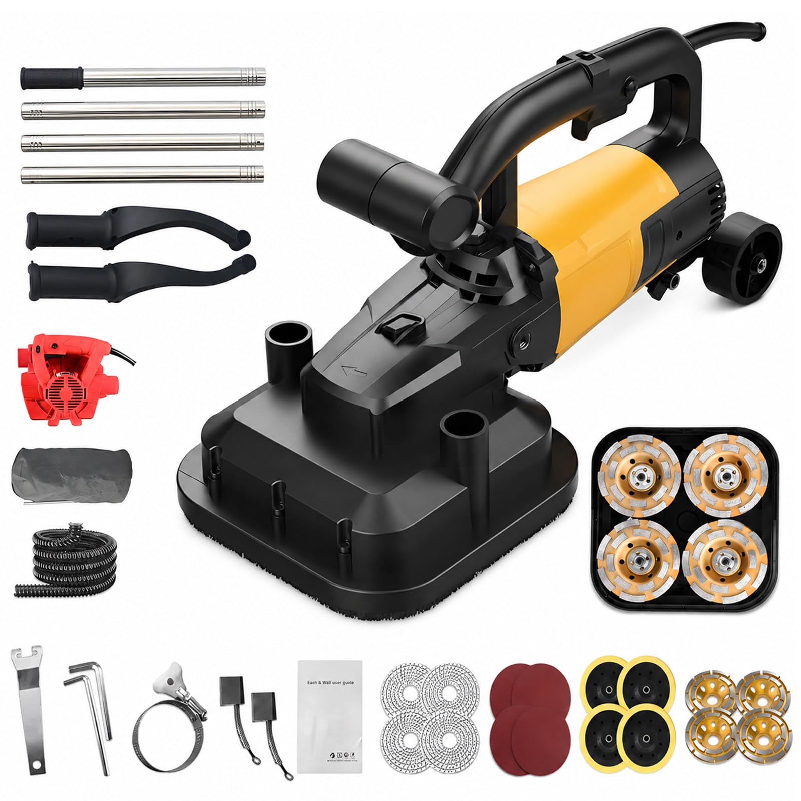 vnmudzeo 3800W 4-Wheel Concrete Grinder,6-Speed(0-4800 RPM),Electric Floor Grinding Machine,for Concrete, Stone, Epoxy and Paint Removal Kit2