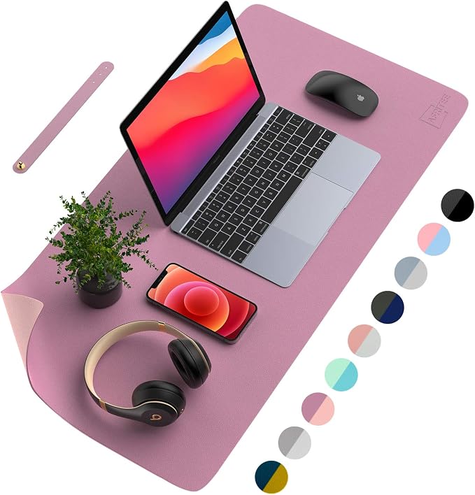 AFRITEE Desk Pad Protector Mat Dual-Side PU Leather 35.4 x 17 inches