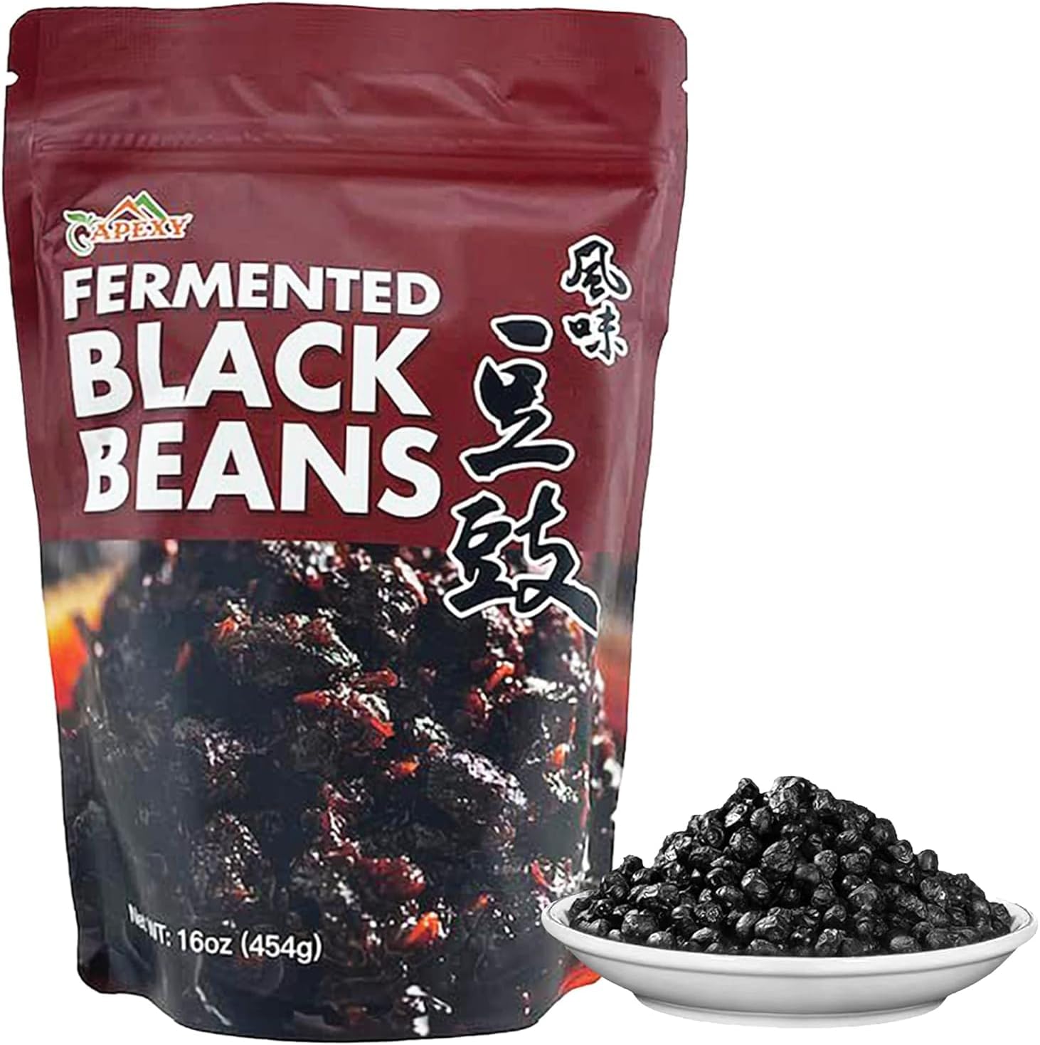 Apexy Premium Fermented Black Beans, Douchi, Authentic Asian Recipes Natural and Flavorful, Traditional Asian Seasoning & Ingredient, Gourmet Quality-Perfect for Asian Cuisine & Flavorful Dishes 16oz