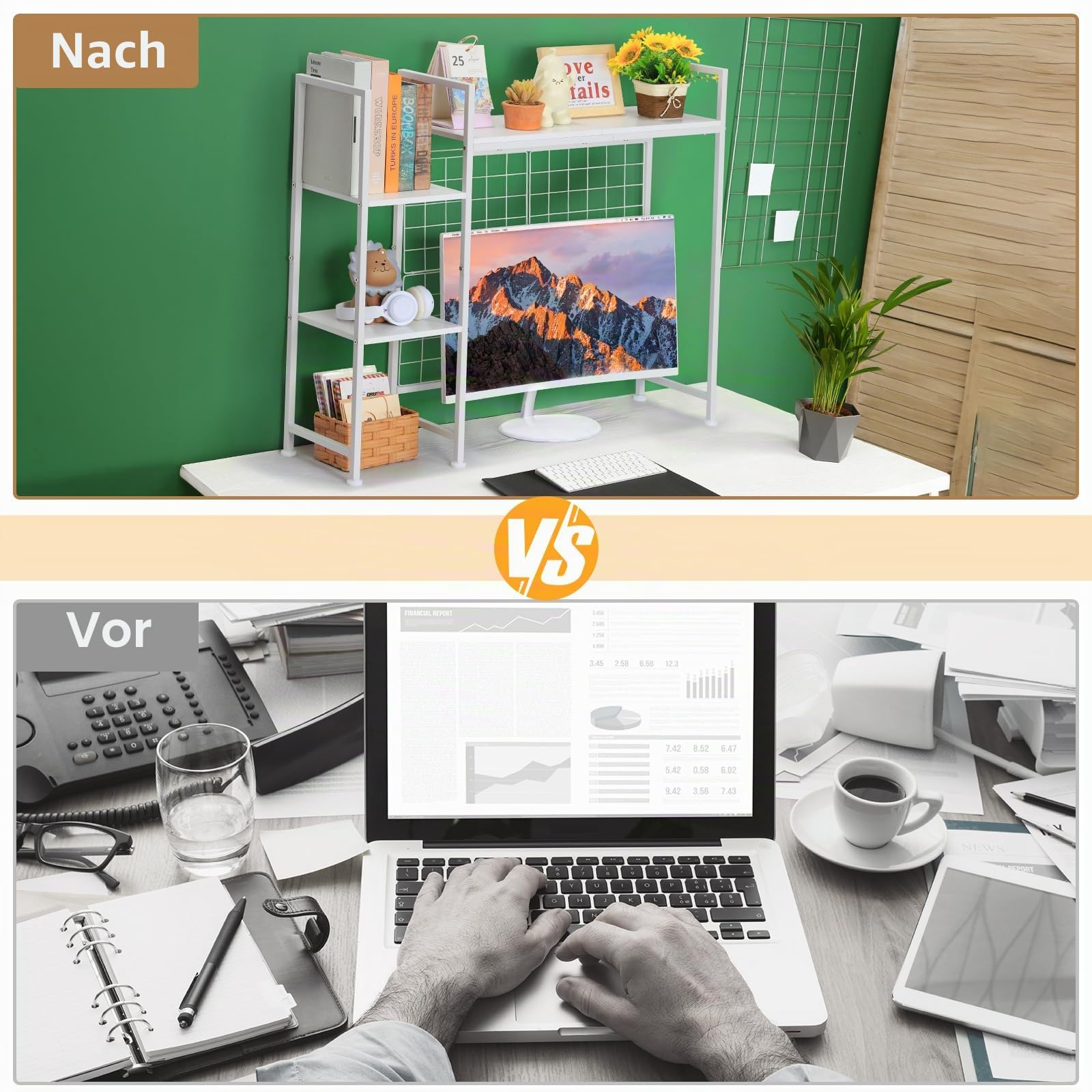 3-Tier Schreibtischregal, Schreibtisch-Stall für Computer, Bürostuhl Organizer, Heimdekoration für Zuhause, Schreibtisch-Stall für Computer
