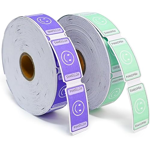 L LIKED 2000 Assorted Raffle Tickets 1''x2'' Single Roll Smile Raffle Tickets for Events, Entry, Class Reward, Fundraiser & Prizes,2 Roll-Purple,Green
