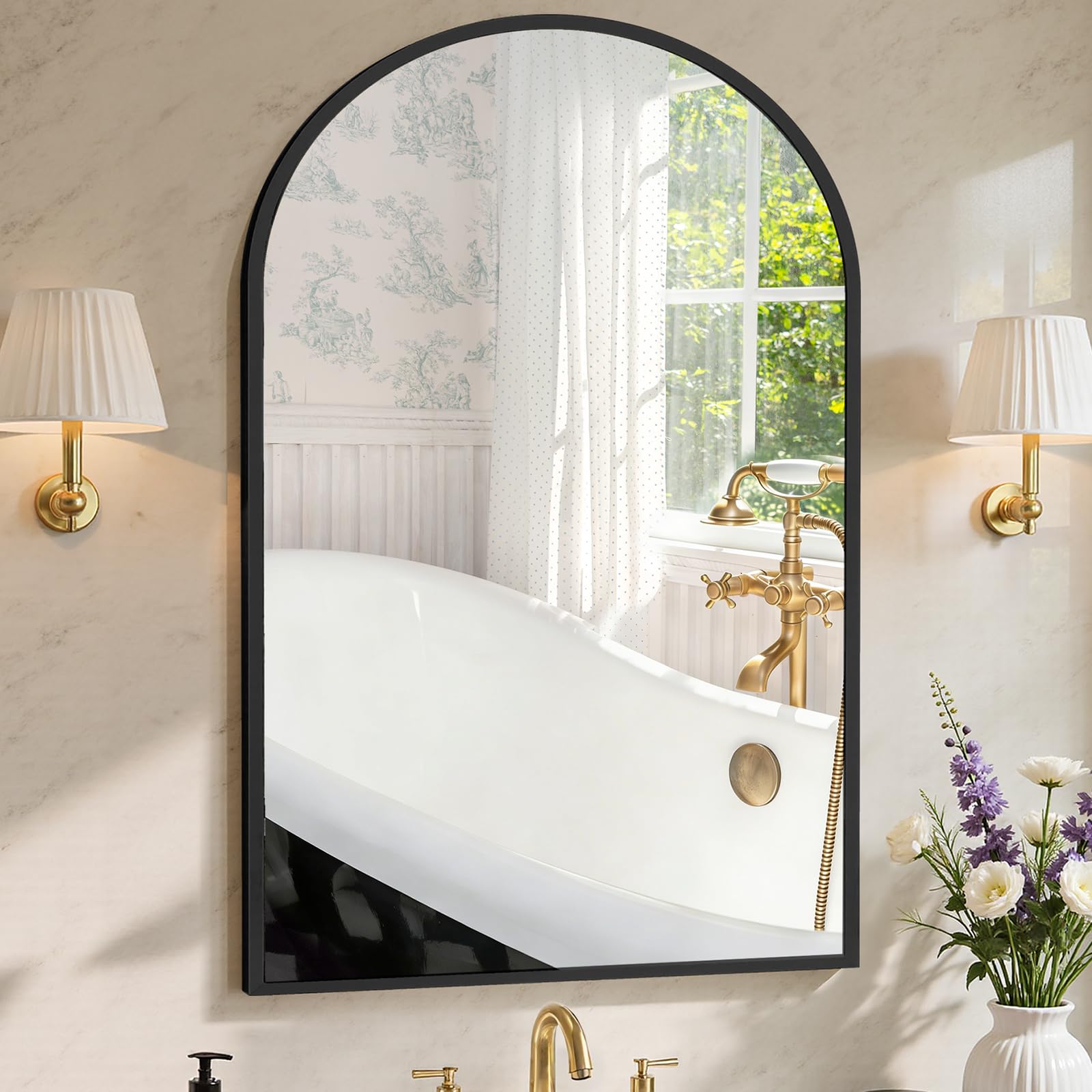 Sweetcrispy 24"x36" Arched Bathroom Mirror, Bathroom Mirrors for Over Sink