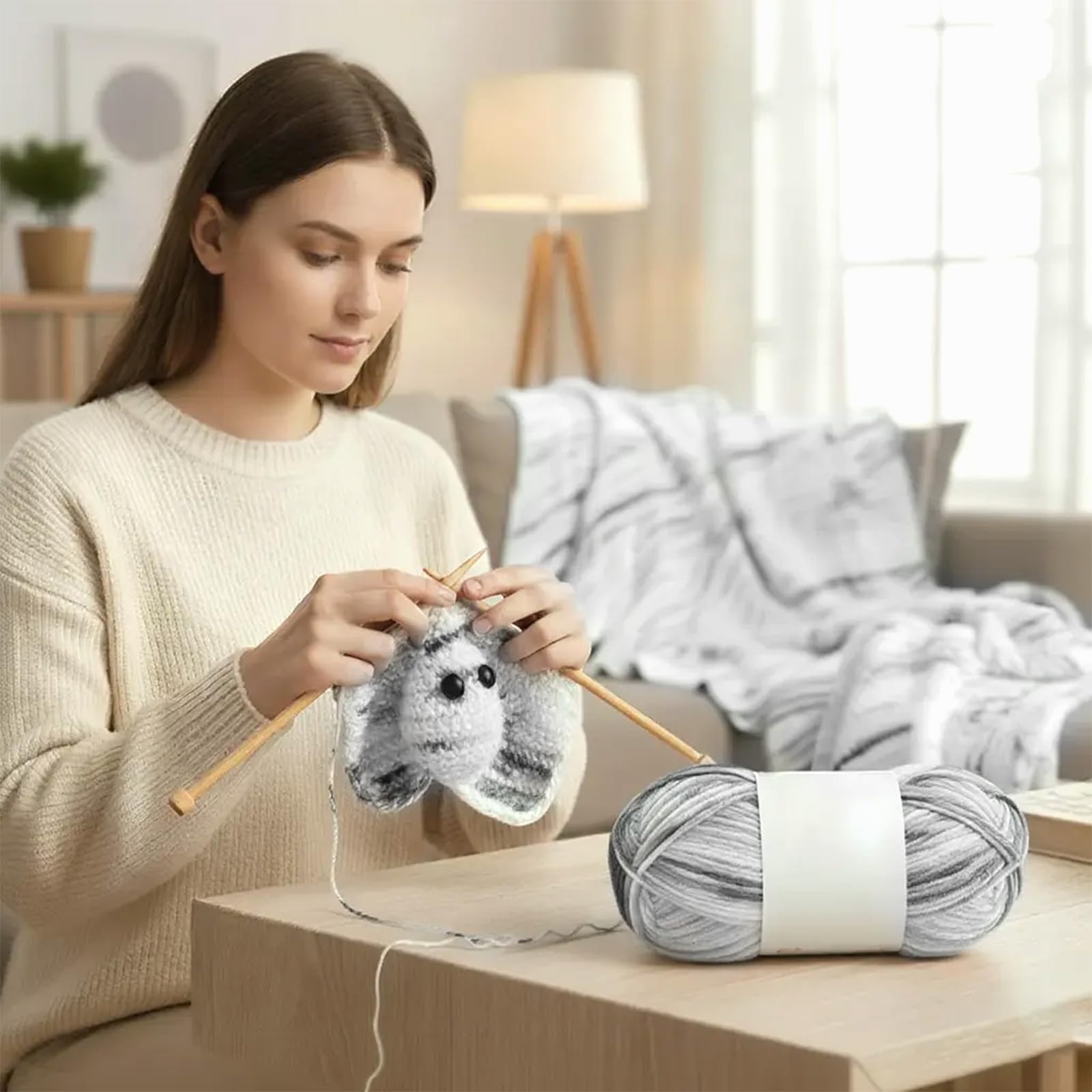 1PCS 541ft Knitting Crochet Yarn Soft Multi Strand Thread DIY Craft Sweater Scarf Blanket Hat Home Sewing Accessories(White in Snow)