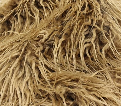 Tela de piel sintética, pelo largo, rizado, llama, gris pardo, 60 pulgadas de ancho, vendido por The Yard