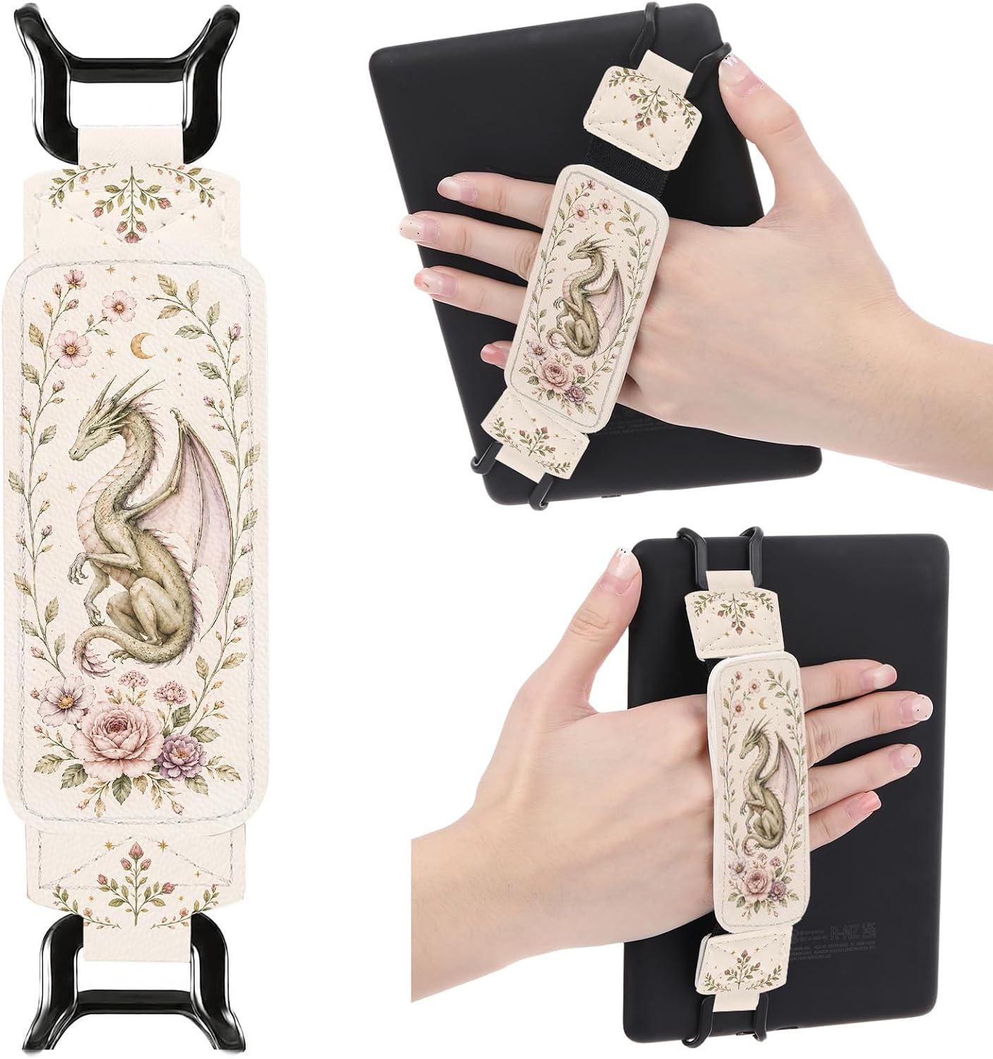 Hand Strap for Kindle - Vintage Dragon Floral Reading Holder