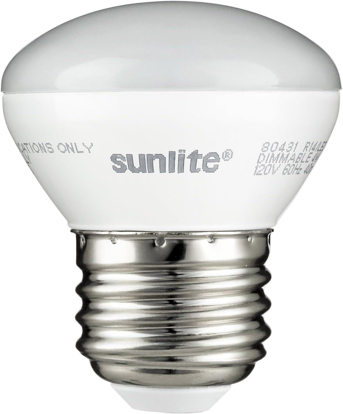 Sunlite 80431 LED R14 Mini Reflector Floodlight Light Bulb, 4 Watts (25W Equivalent), 250 Lumens, Medium (E26) Base, Dimmable, ETL Listed, 2700K Soft White, 1 Count