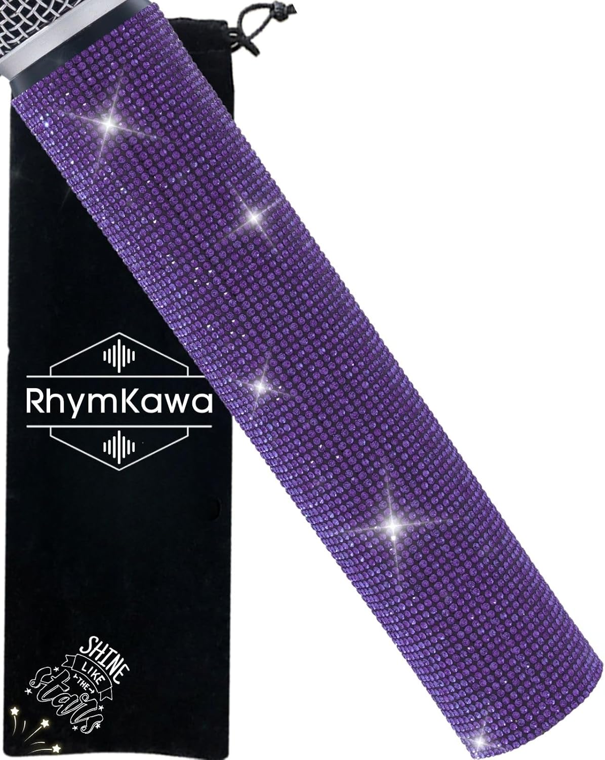 Purple Rhinestones Microphone Sleeve for Wireless Mic Shuer SM58 Beta 58A Handheld Cover Decorative Shine