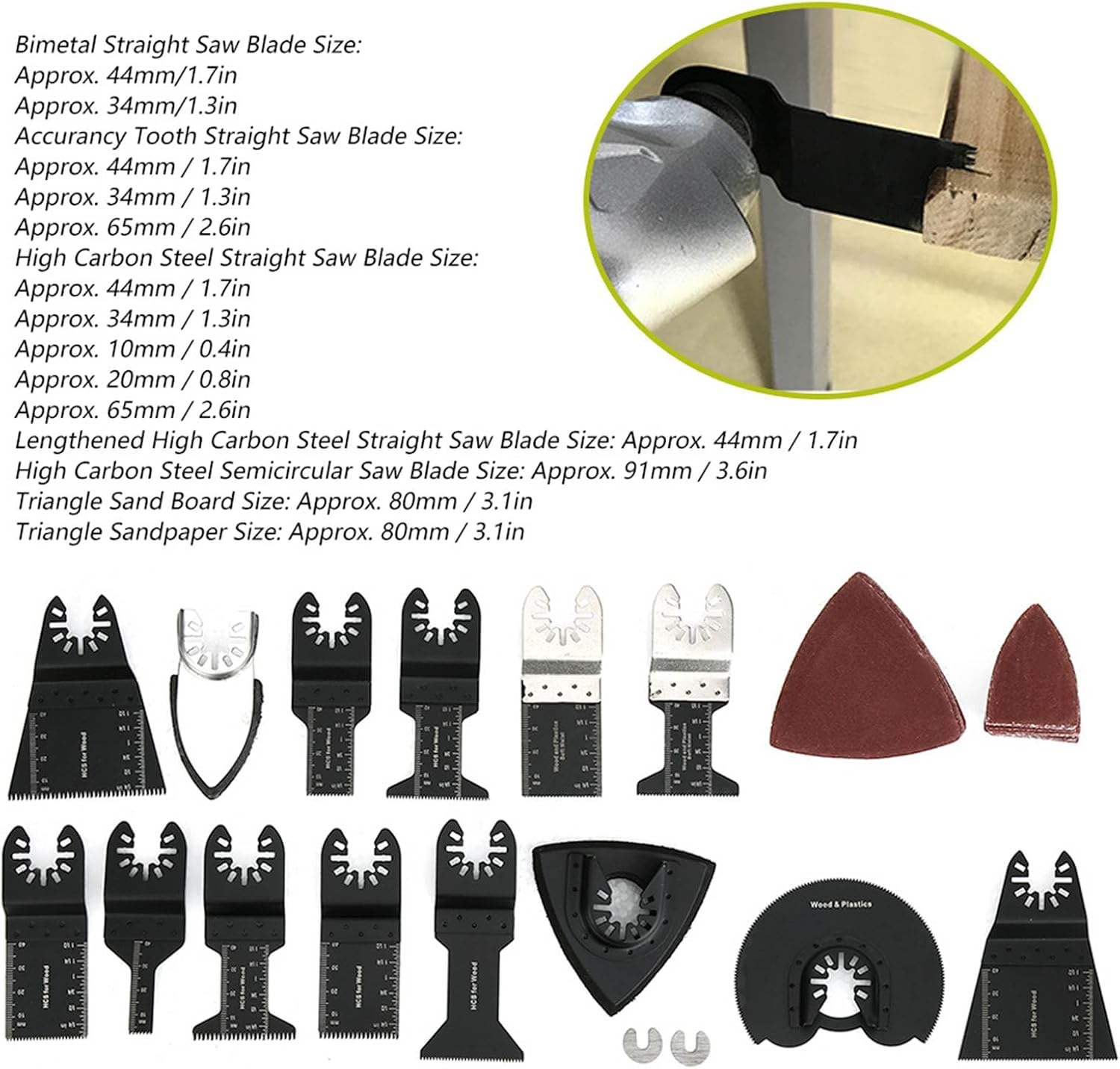 56 Pcs Carbon Steel Saw Blades Set, Wavy Sawtooth for Wood PVC Metal Cutting, Multi Size Woodworking Tool Kit with Sand Boards