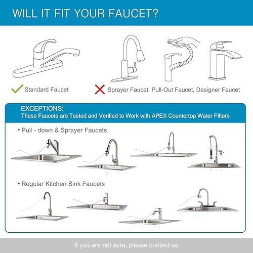 Miniatura 7 de APEX MR-1030 - Filtro de agua para encimera, 3 etapas GAC Calcita KDF-55 filtro de agua para fregadero, filtro de agua de grifo de fácil