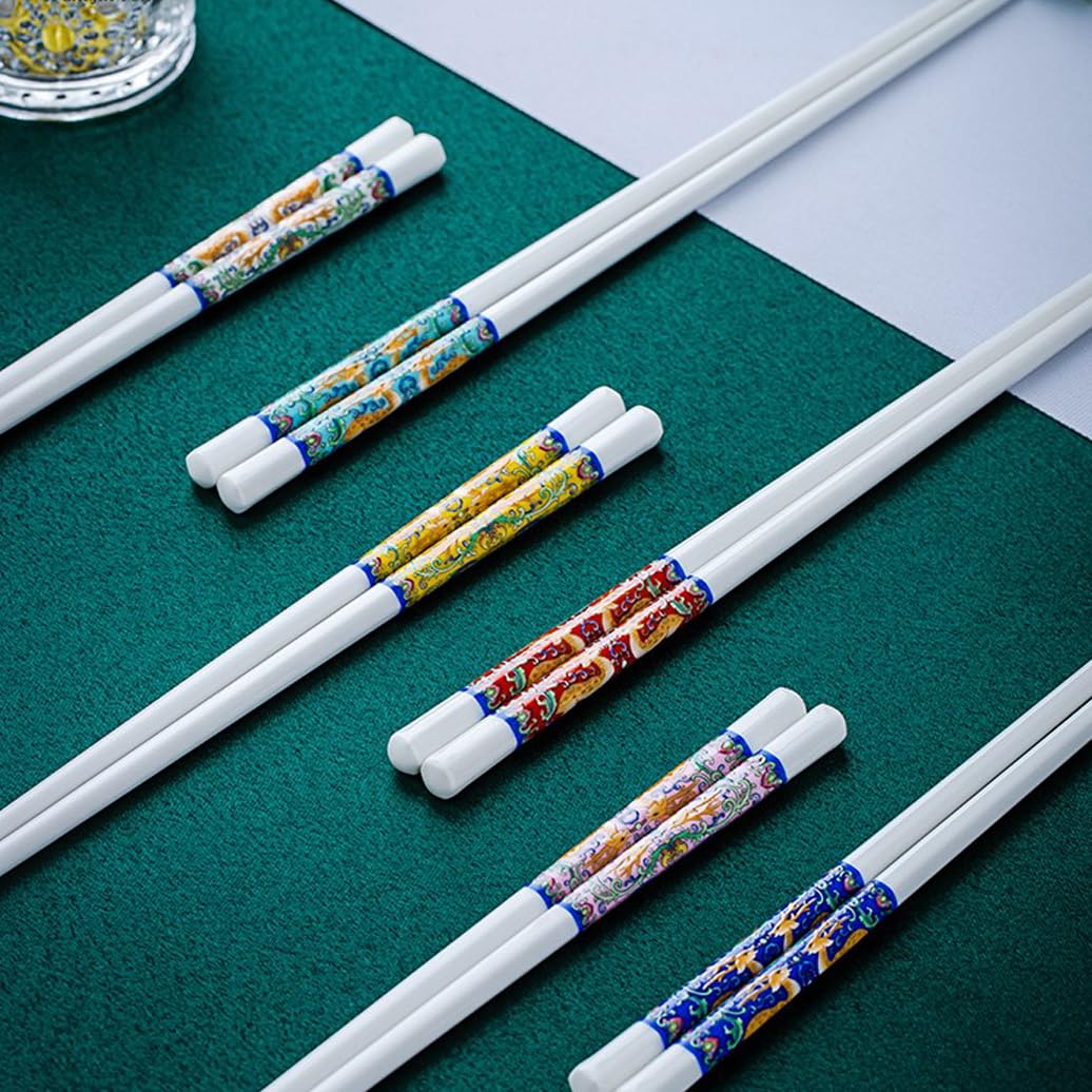 Coffret cadeau de baguettes en porcelaine chinoise, coffret cadeau de baguettes réutilisables lavables au lave-vaisselle avec étui, baguettes en céramique osseuse de haute qualité avec boîte déli
