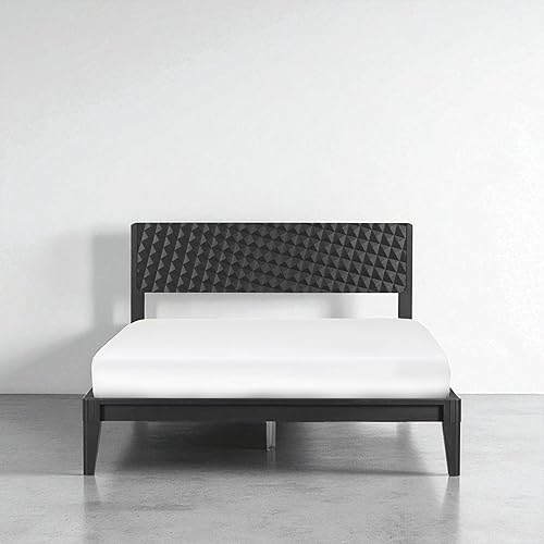 NTC Sapa - Marco de cama de madera maciza con cabecera tallada en 3D, carpintería japonesa, no necesita somier, listones silenciosos, fácil montaje,