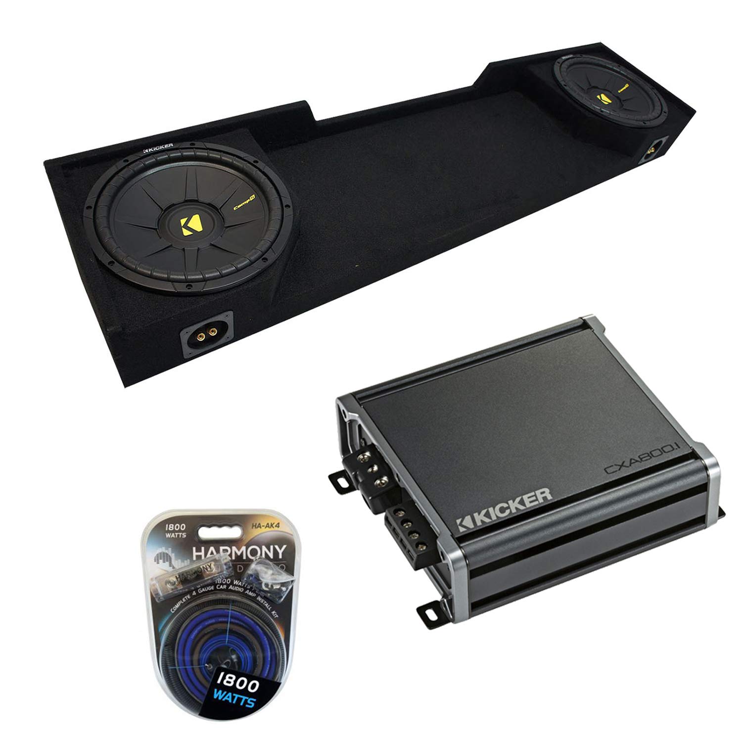 Kicker CWCS10 Compatible with GMC Sierra Cab Truck 1988-1998 Bundle CompC Dual 10