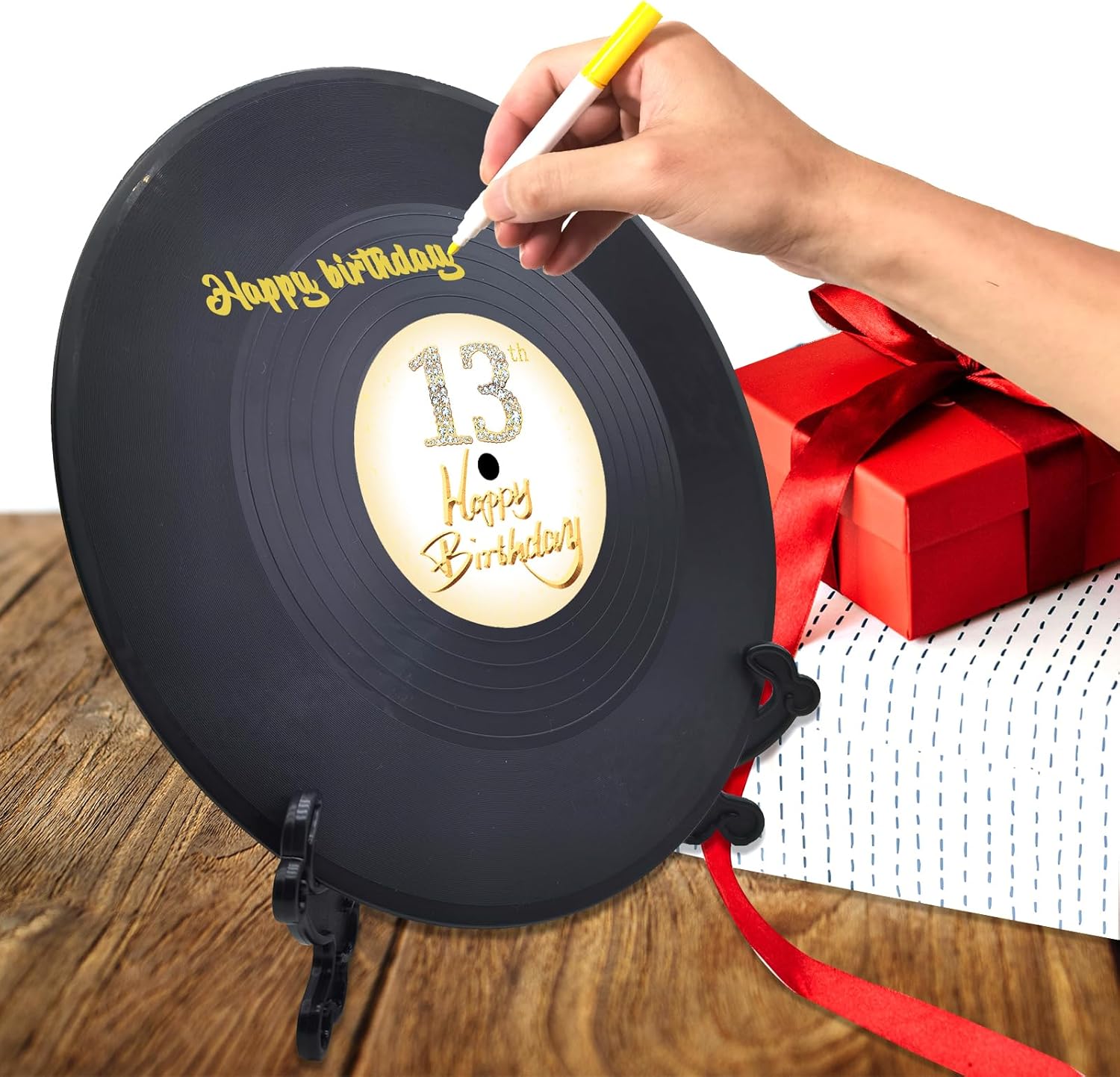 Vinyl Record Sweet 13 Birthday Decorations 11.6"X11.6", 13th birthday decorations Party Favor Sign Poster, 13th Birthday Guest Book Alternative, Great Sweet 13 Gifts for Girls or Boys (13 Years Old) - Image 5