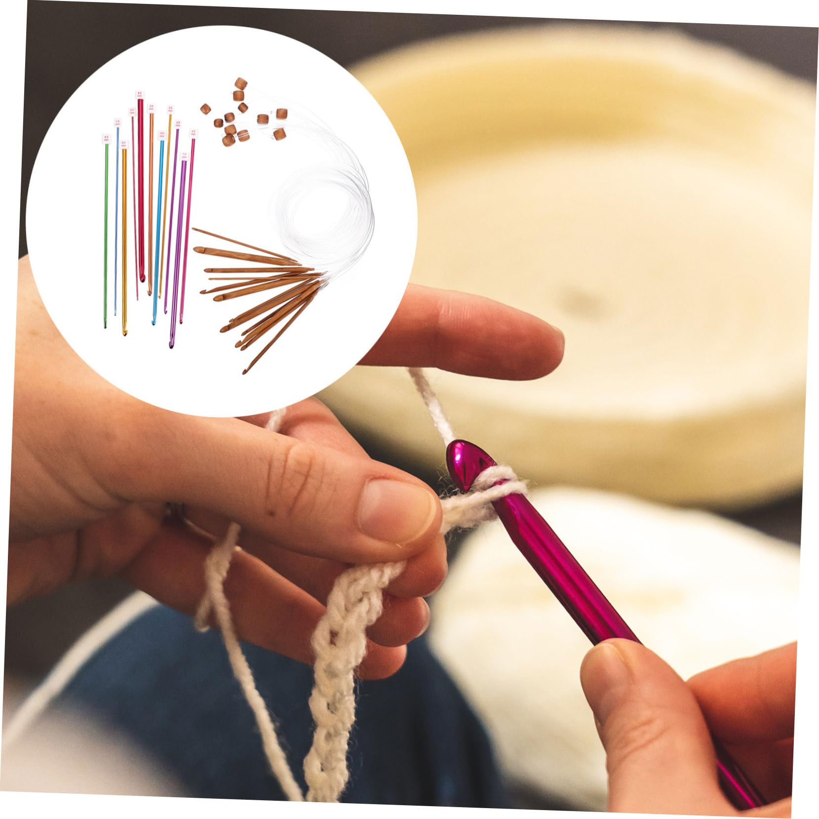 SHINEOFI 1 Juego crochet afgano accesorios de ganchillo gancho de tejer tunecino Gancho de crochet herramientas de costura de ganchillo ganchos de tejer caja de herramientas