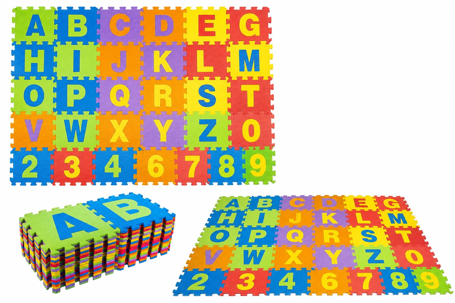ABC&123 Interlocking Foam Play Mat Tiles for Kids | Soft EVA Floor Puzzle Mats with Letters & Numbers | Educational Baby & Toddler Crawling Play Area | Non-Slip Nursery & Playroom Flooring