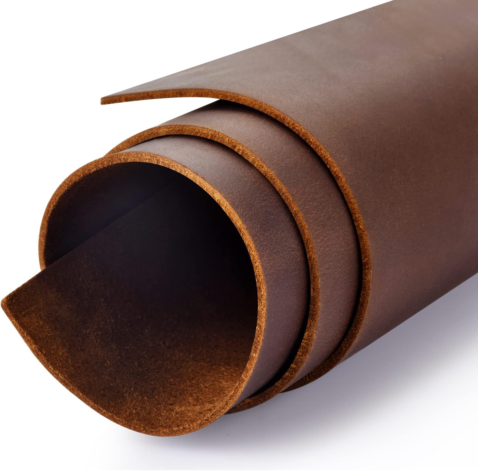 TeeLiy Tooling Leather Square 1.8-2.0MM Thick Genuine Top Full Grain Oil Tan Crazy Horse Cowhide Leather Sheets for Crafts Tooling Sewing Wallet Earring Hobby (Dark Brown, 6"x12")