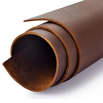 TeeLiy Tooling Leather Square 1.8-2.0MM Thick Top Full Grain Oil Tan Crazy Horse Cowhide Leather Sheets for Crafts Tooling Sewing Wallet Earring Hobby (Dark Brown, 8