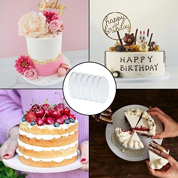 CocCCoon 6 Pcs White Cake Board 10 inch cake board 12mm Thick Cake Drum Board Strong Round Cake Board Cake Boards Base Holder Cake Card Plate Baking Supplies Maximum Strength and Versatility(White)