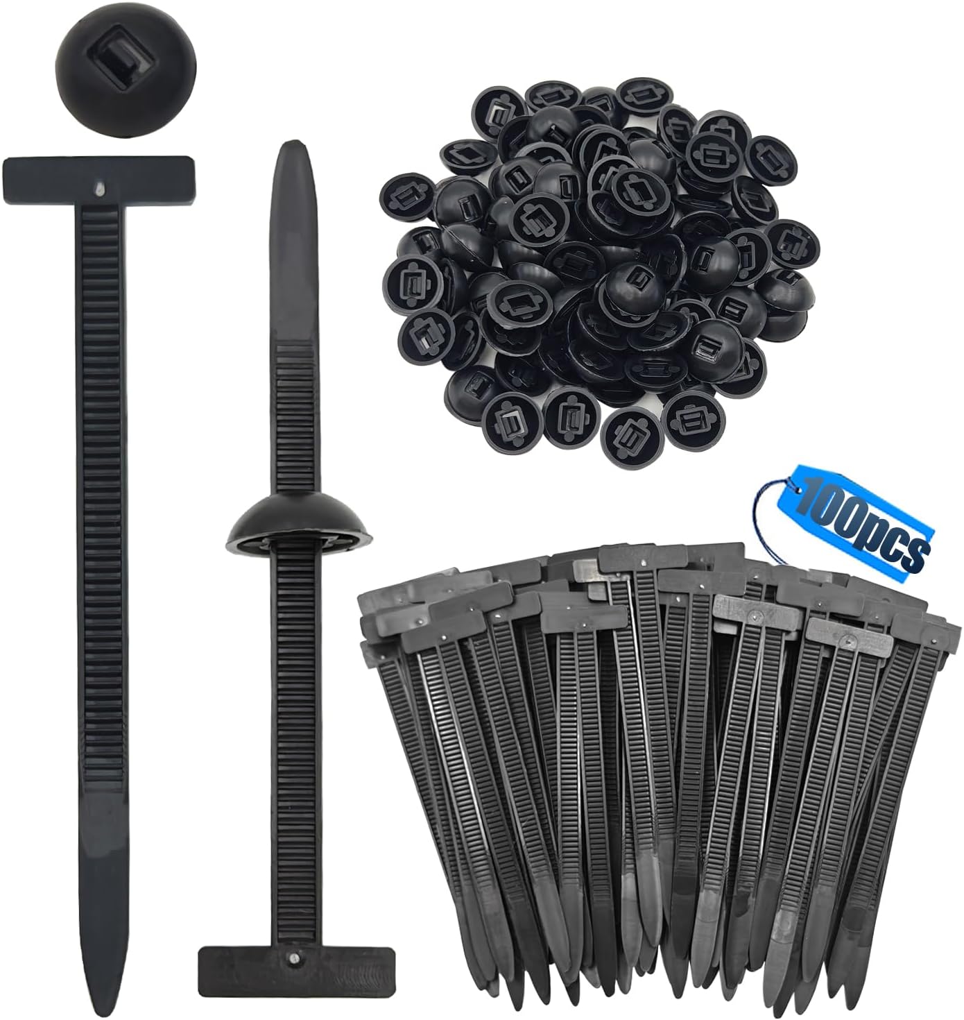 100 Pcs Zip Ties, Nylon Universal Cable Tie Buckle, Cable Ties, Zip Clips for car/bike/motorcycle quick fixing