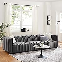 Vista 274 de Modway Conjure - Sofá seccional tapizado de terciopelo de alto rendimiento, con canal, silla sin brazos en negro y gris