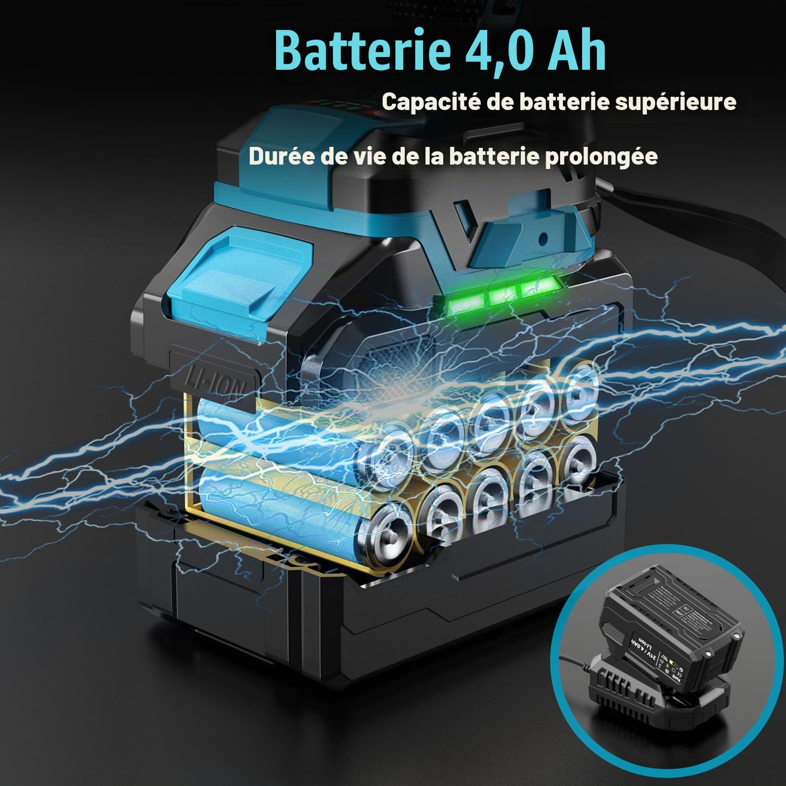 BETENST Clé à Chocs Sans Fil 1000N.m, Brushless Boulonneuse a Choc Electrique 1/2" avec 4,0 Ah Batterie, 5 Douilles à Chocs, 21V Visseuse à Chocs avec pour Boulonner et Déboulonner