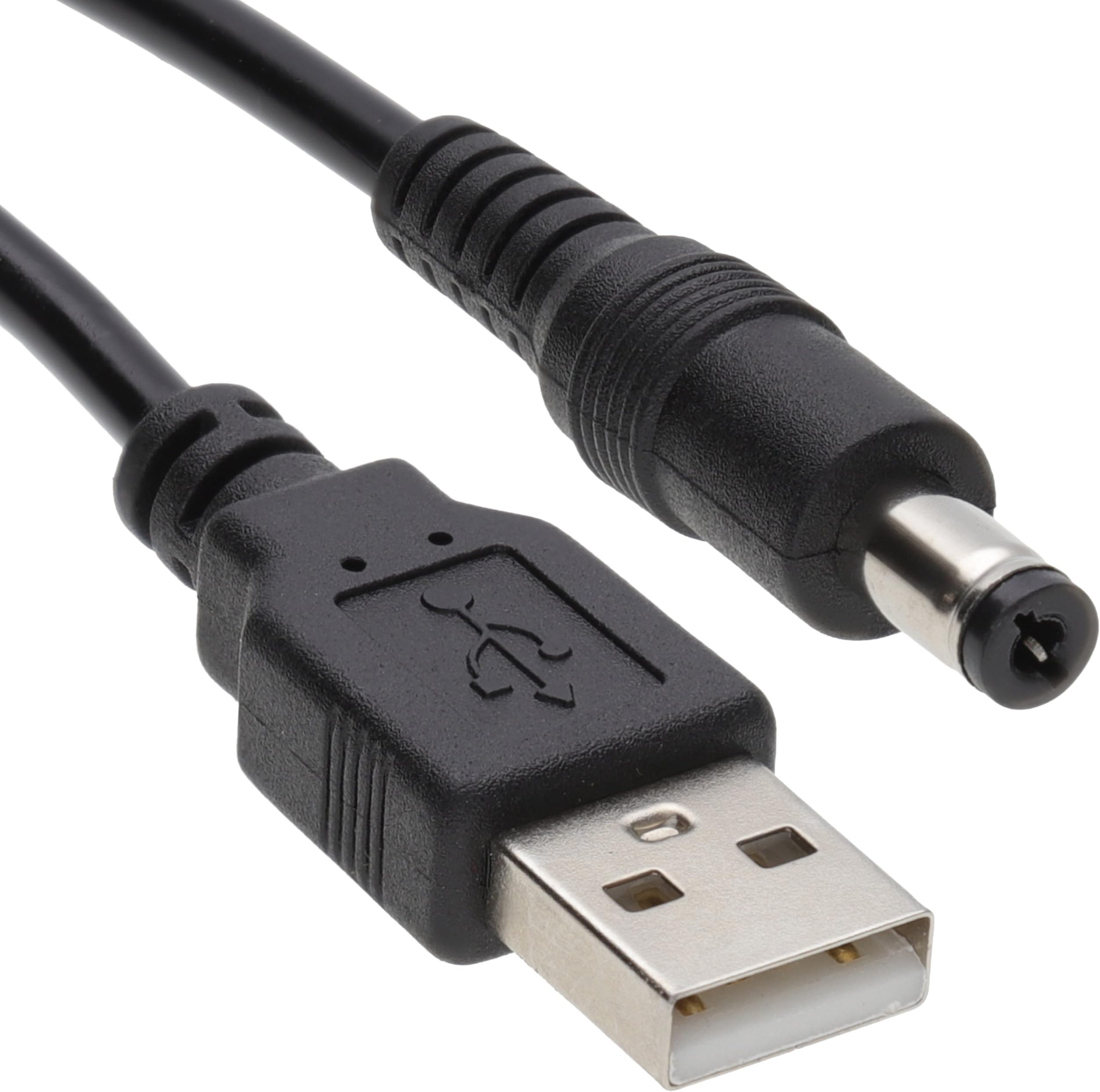 kenable USB to DC Power Cable 5V 2A for 2.1mm x 5.5mm Barrel Jack Devices USB 2.0 Male to DC Plug Centre Positive 1m Black