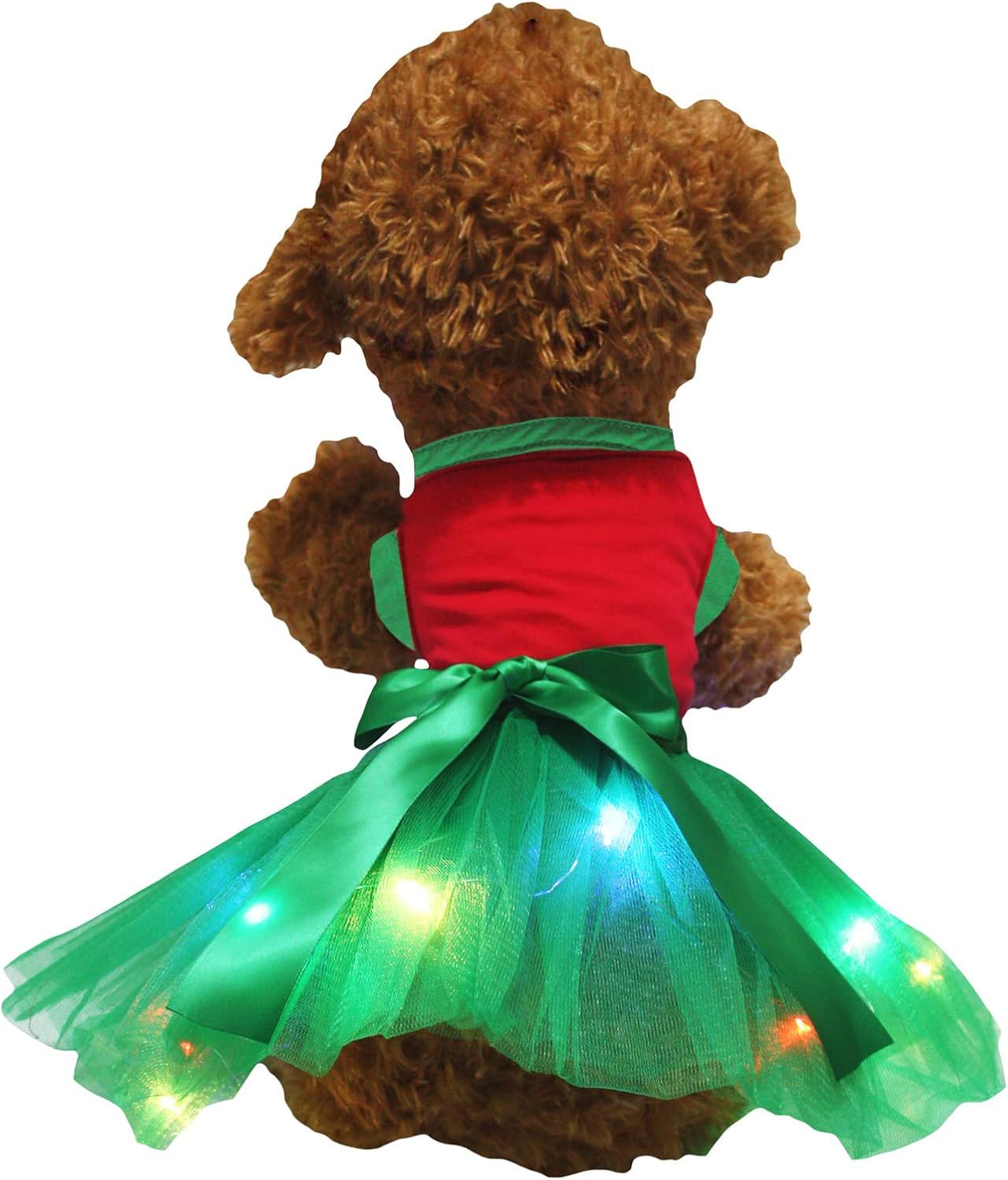 Petitebella Plain Shirt LED Light Tutu Puppy Dog Dress (Black/Gold, Medium)