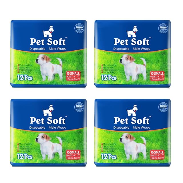 Pet Soft Pañales Perro Macho, 48 Unidades Pañales Desechables para Perros Machos