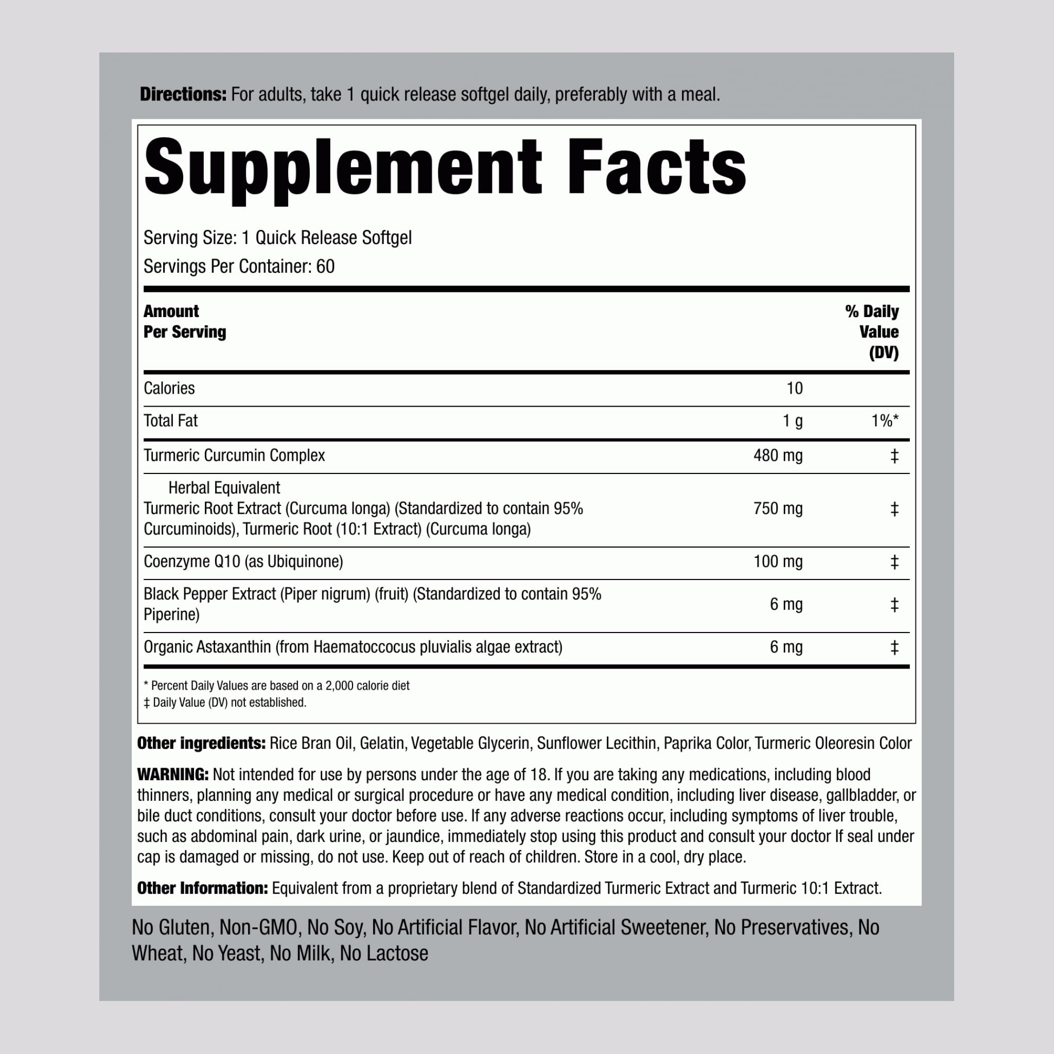 Piping Rock Turmeric Curcumin Supplement | 60 Quick Release Softgels — Amazon image 2