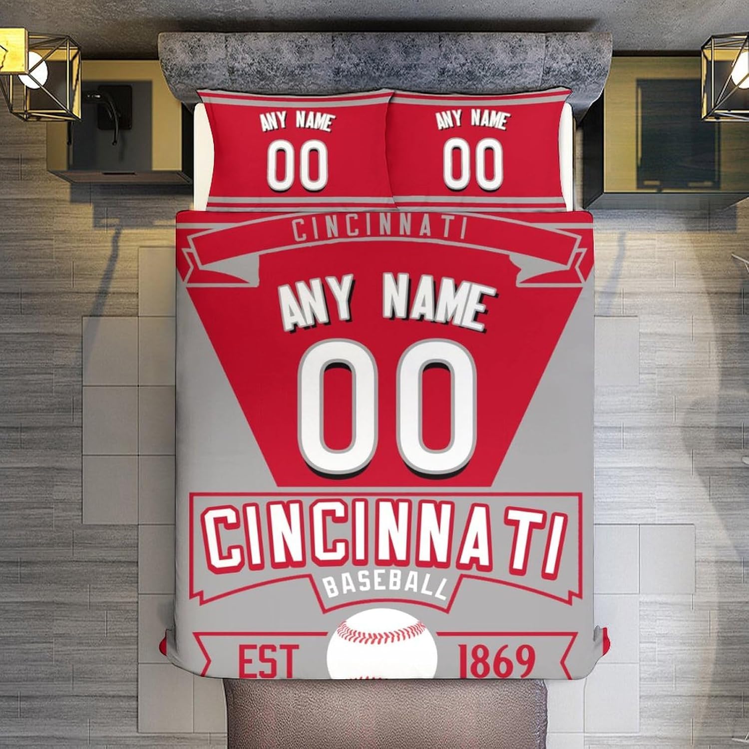 Custom Comforter Set, 3 Piece (1 Comforter + 2 Pillowcases) - Soft, Lightweight Baseball Fan Bedding Set with Personalized Name & Number