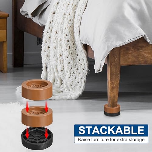Miniatura 5 de uxcell Juego de 4 elevadores redondos para muebles, altura de 2.36 pulgadas, elevadores de cama ajustables para marco de cama, mesa, escritorio,