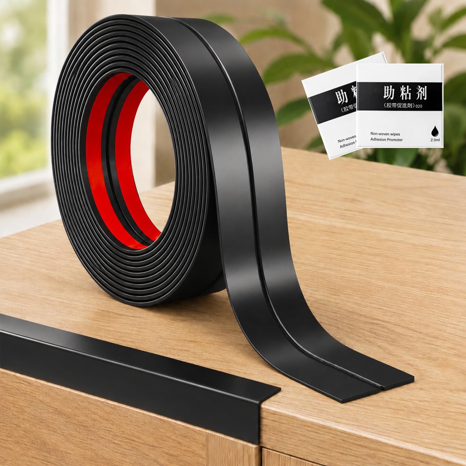 WENXINWIN Flexible Moulding Trim,4M Self Adhesive PVC Corner Trim, 20MM Wide Wall Corner Protectors Black Tile Trims and Edgings Peel and Stick Moulding for Ceilings Tile Edges and Wall Corners