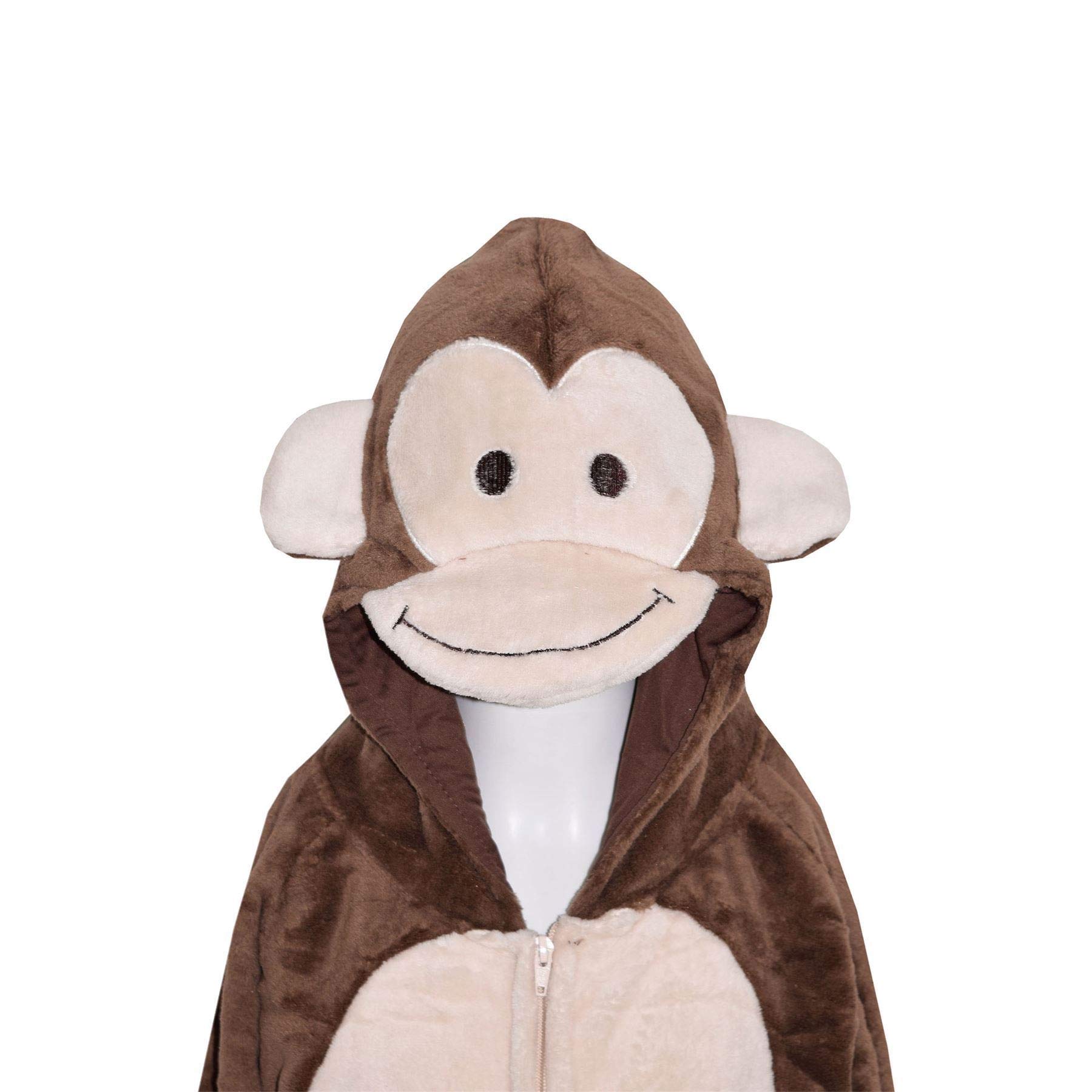 A2Z 4 Enfants Filles Garçons Singe Costume Jumpsuits Doux Peluche Toison Combishort Enfants Animal Encapuchonné Combinaison De Nuit Une Pièce Cosplay Costume Xmas Pyjamas Âge 3-14 Ans