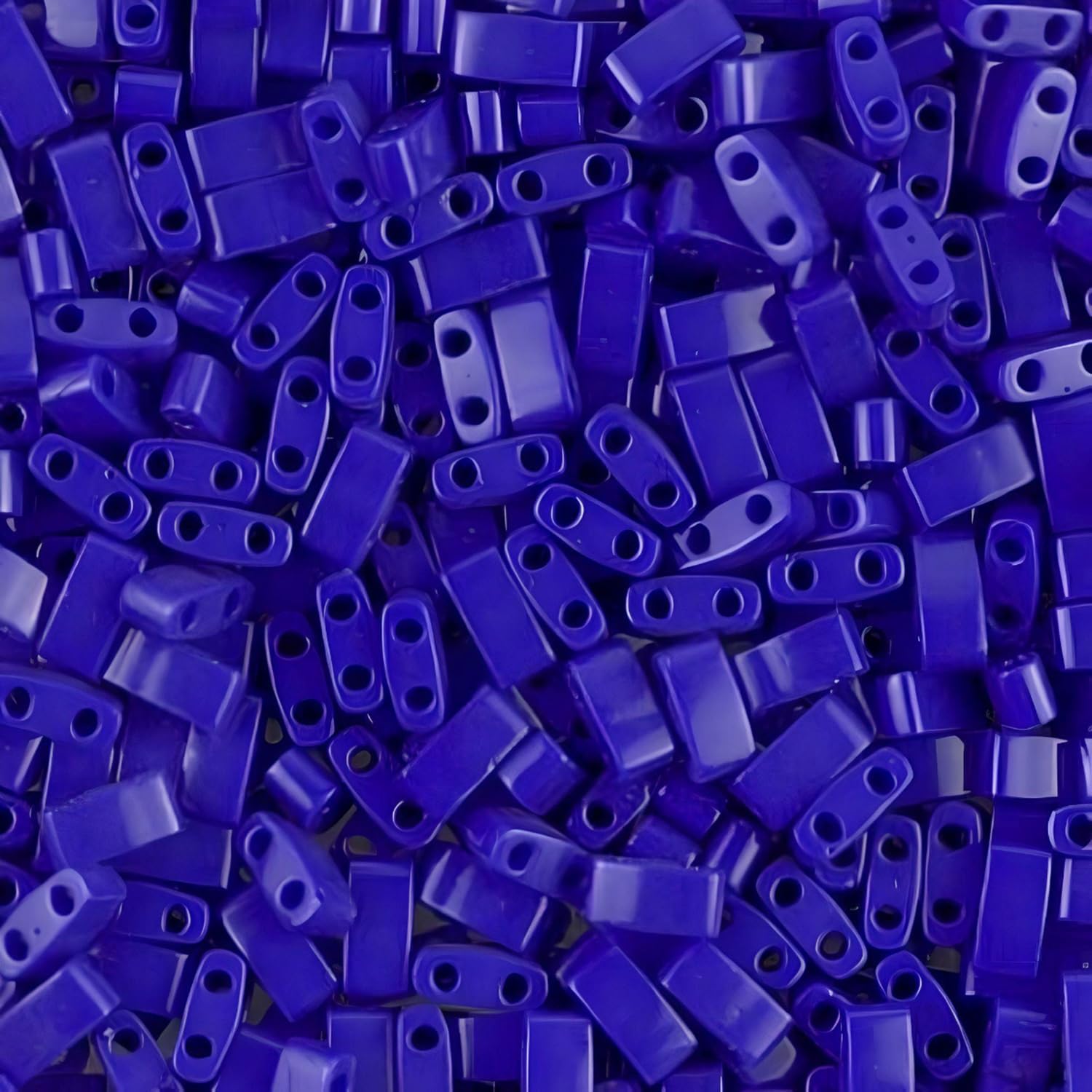 Miyuki Half Tila Beads 2 Hole Rectangle Seed Beads 2.3 x 5mm 7.8 Grams Opaque Cobalt Blue