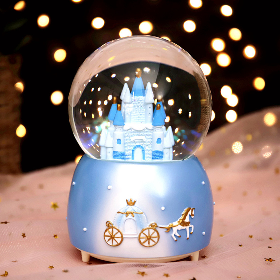 Amazon.com: Castle Snow Globe Light Up Music Box Rotating Crystal