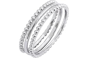14K Gold or Rhodium Plated Sterling Silver Stacking Ring Set of 3