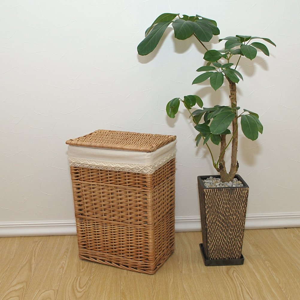 Amazon.co.jp: フタ 付き かご 収納 バスケット (レース) 縦長 長方形