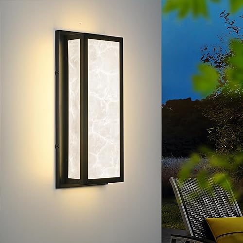 Aplique de pared al aire libre LED de 22 W, luz de pared moderna para porche, luces exteriores negras, apliques de acero aleado, iluminación de