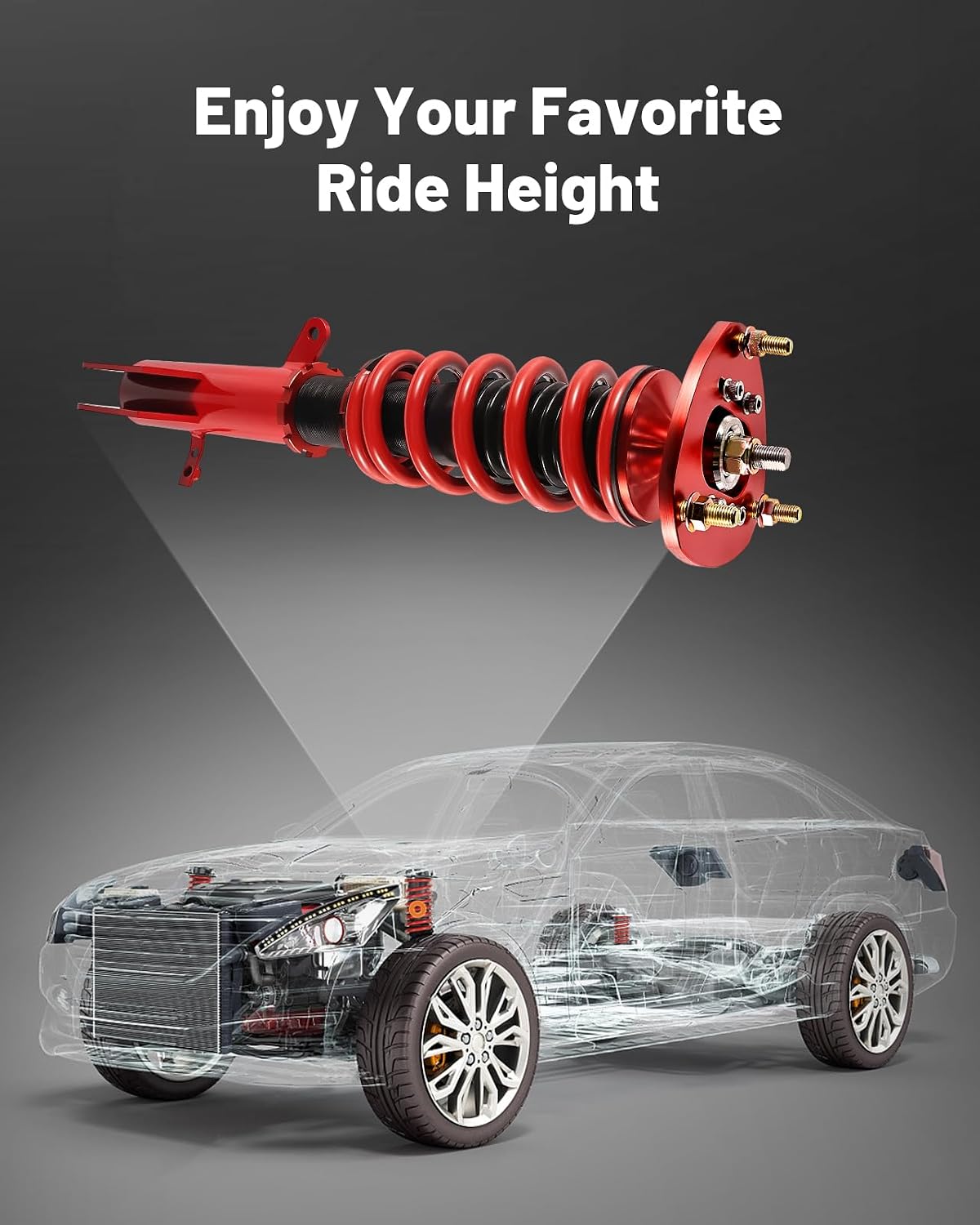 EVIL ENERGY Coilovers Compatible for Dodge Caliber 2007-2012, for Jeep Compass 2008-2017, for Jeep Patriot 2008-2010, Coilovers Suspension Kit, Height Adjustable Lowering Kit, Red