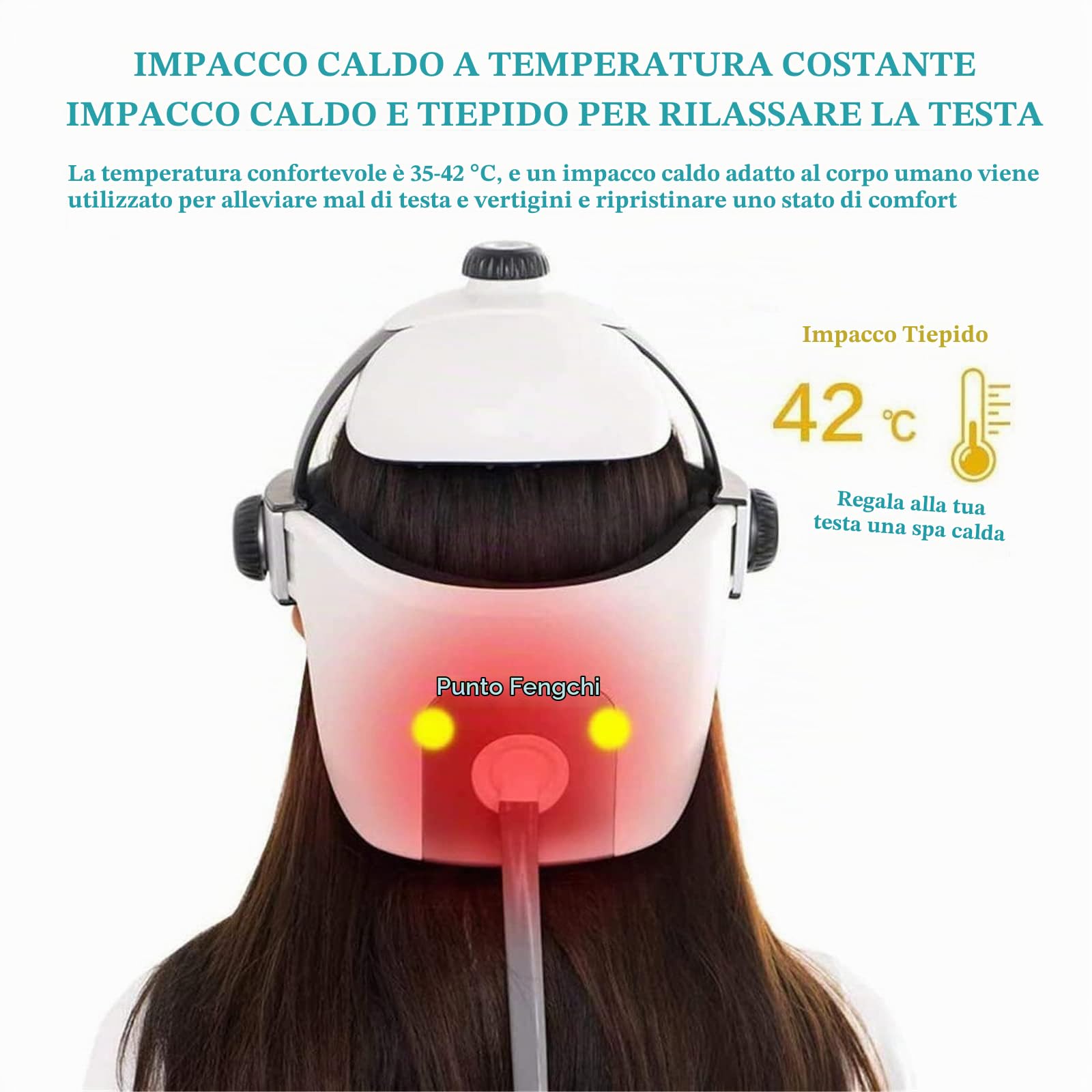 Massaggiatore Elettrico Portatile Per La Testa Con Casco, Massaggiatore Per Il Cuoio Capelluto, Pressione E Vibrazione, Impacchi Caldi E Musica, Massaggio Puntiforme