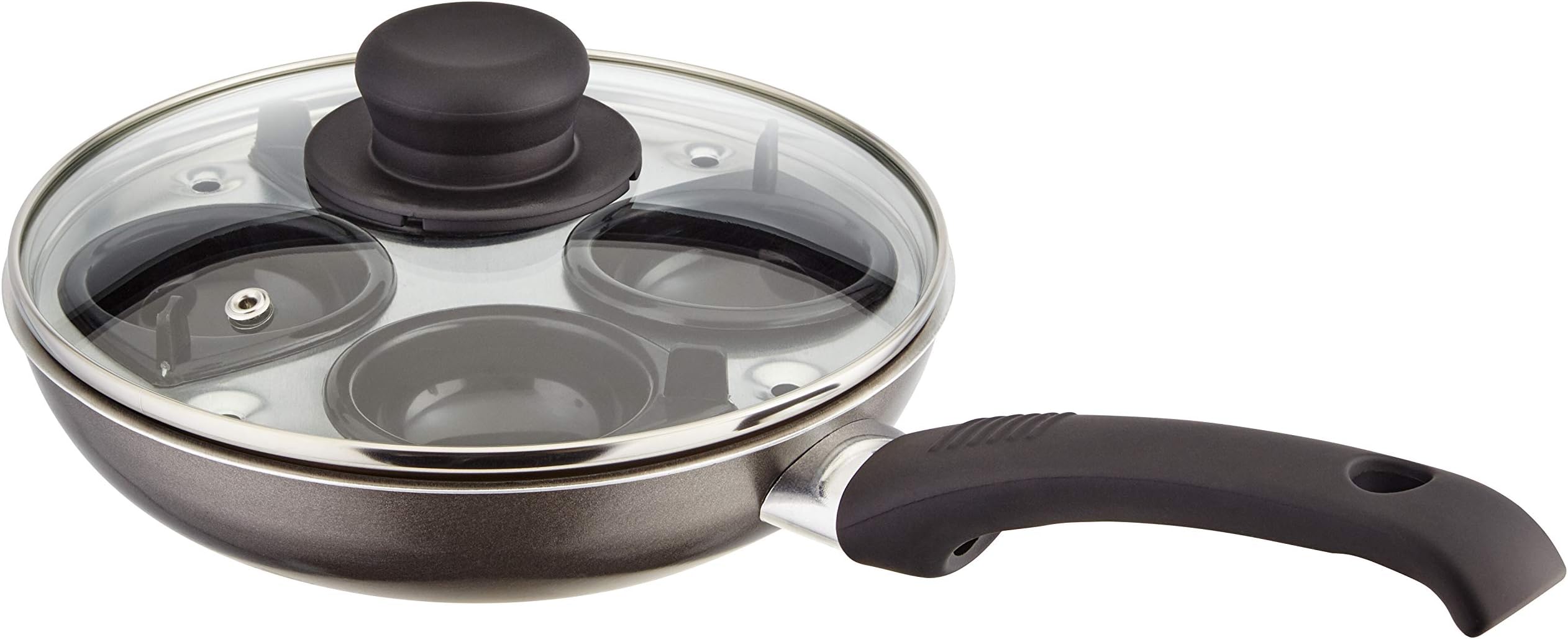 Judge Essentials - Poêle pocheuse à œufs en inox HP86 - couvercle en verre avec trou vapeur/manche thermorésistant - garantie 10 ans - 20 cm - 4 godets
