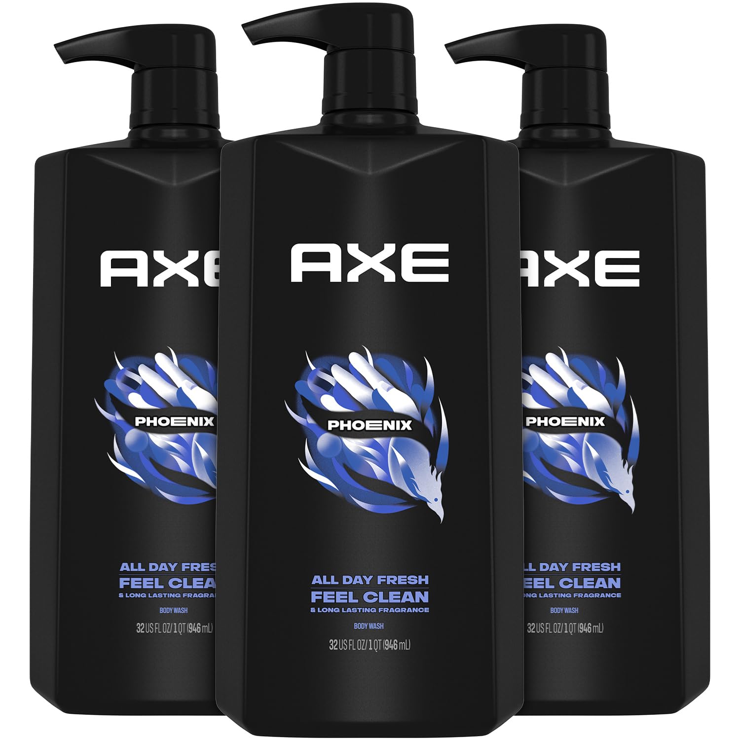 Gel de ducha y gel de ducha para hombre, Phoenix, paquete de 3, aroma vigorizante de menta triturada y romero, 32 onzas líquidas Ea