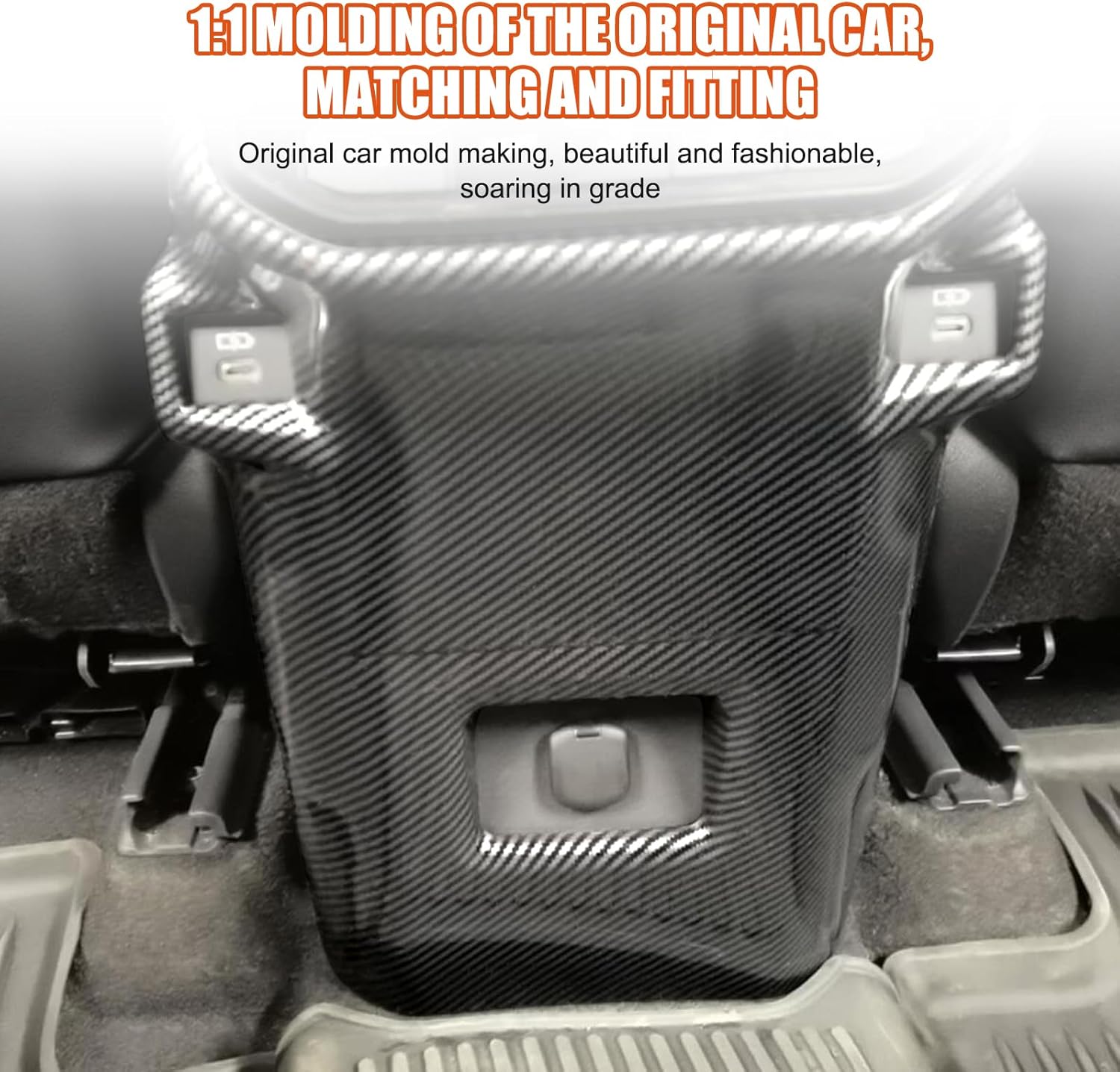 Car Center Console Back Anti Kick Panel Compatible with Toyota Grand Highlander 2024 2025,Rear Center Armrest Box Anti Kick Protection Cover Interior Accessories 1PCS (Carbon Fiber Pattern)