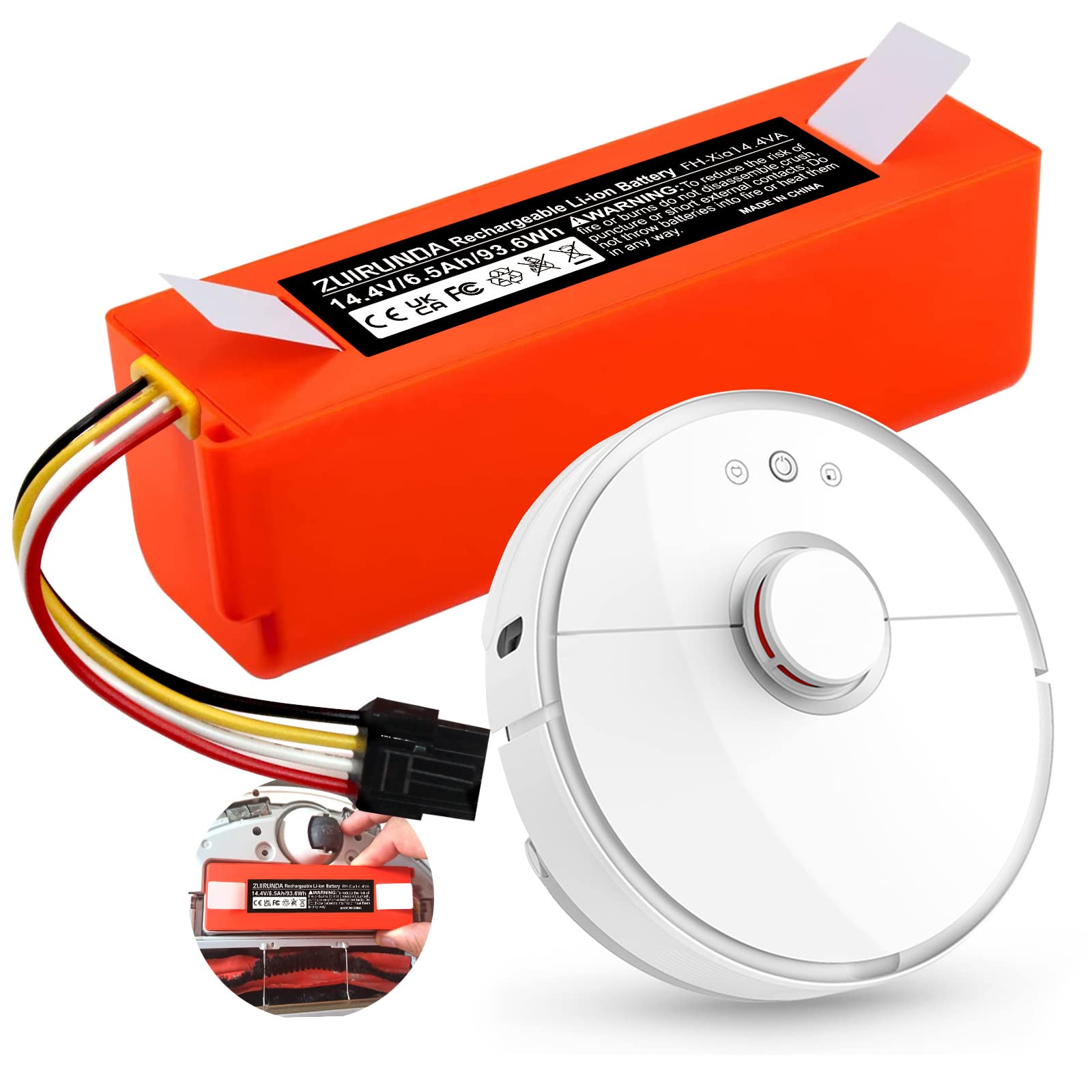 ZUIRUNDA - Batteria agli ioni di litio da 14,4 V, 6500 mAh, batteria di ricambio per robot aspirapolvere Xiaomi Mi Robot Xiaomi Mijia Roborock S50 S51