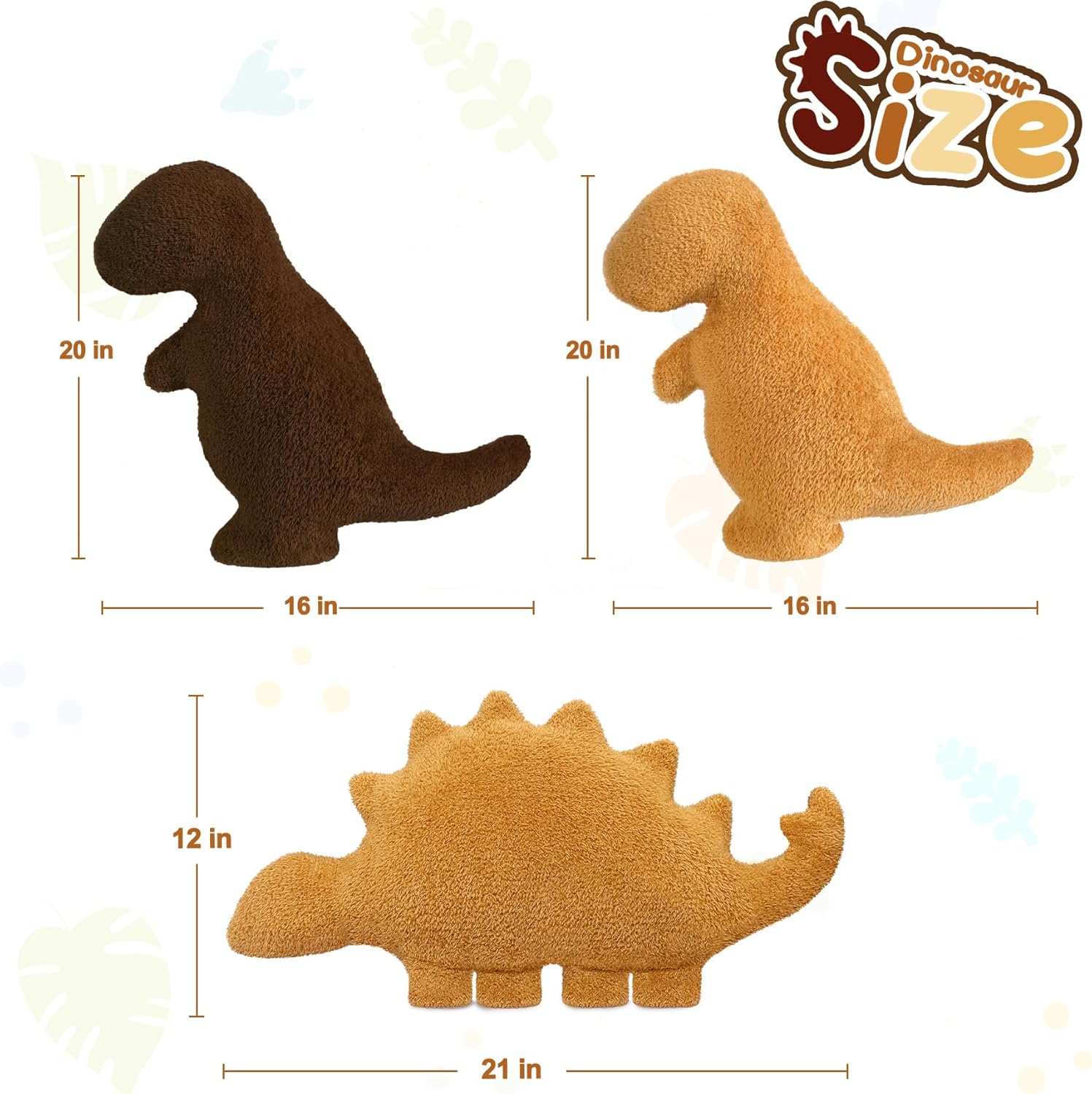 Dino Nugget Pillow with Chocolate Dino Pillow Plush for Birthday Gifts, Chicken Dinosaur Nuggets Plush Pillow Funny Gifts for Boys Girls, Dinosaur Stuffed Animals (Large, 3Pcs)