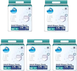 GLIDER Unisex Adult Diaper Pants Large-Xl With Wetness Indicator-23-52 Inch, 60-135 Cm ((Pack Of 5(50 Count))