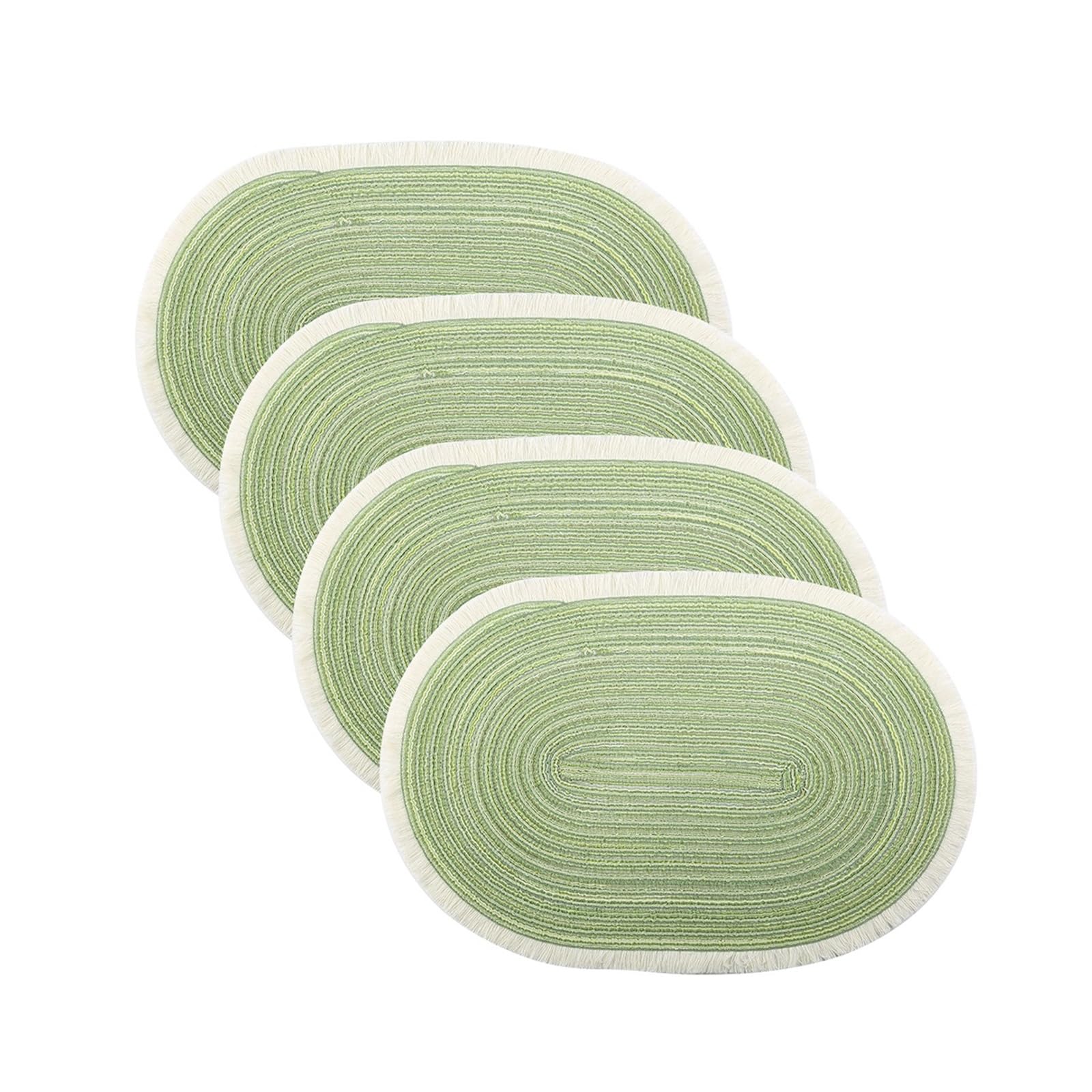 4pcs Oval Placemats Heat-resistant Table Mats Washable Non-slip Dining(Green)