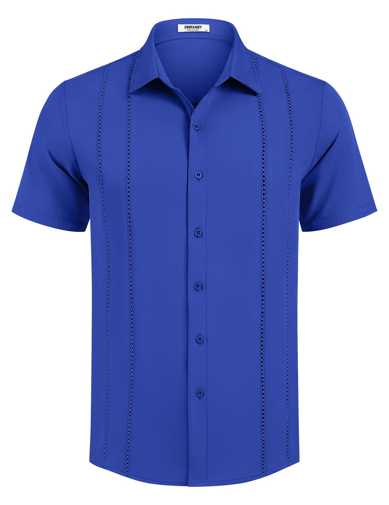 COOFANDY Chemise cubaine Guayabera à manches courtes boutonnée pour homme