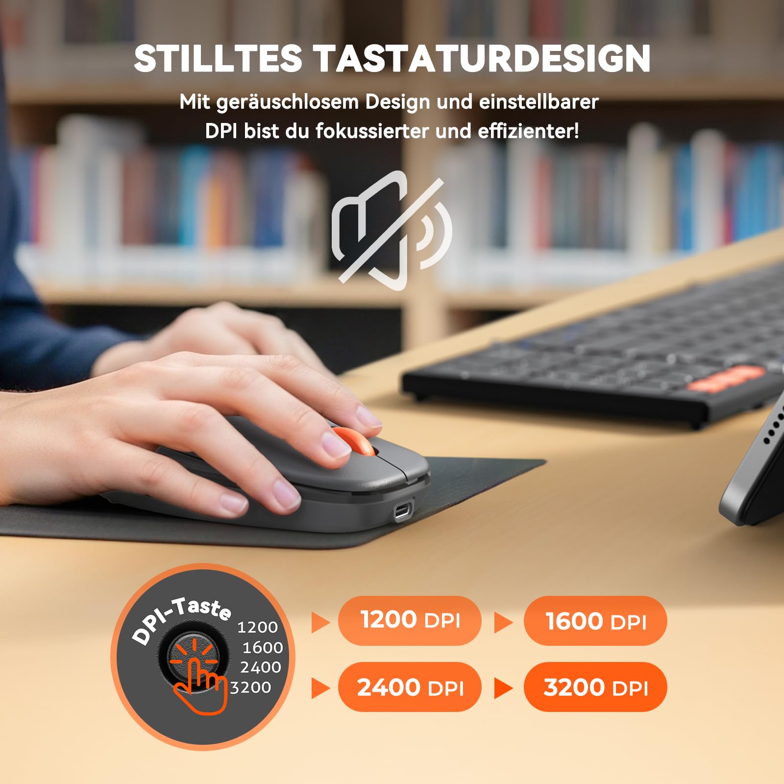 MEETION QWERTZ - Juego de teclado plegable con Bluetooth, teclado inalámbrico plegable con ratón, 2,4 GHz, diseño QWERTZ, compatible con Windows/Mac/iOS/Android/iPad, color negro