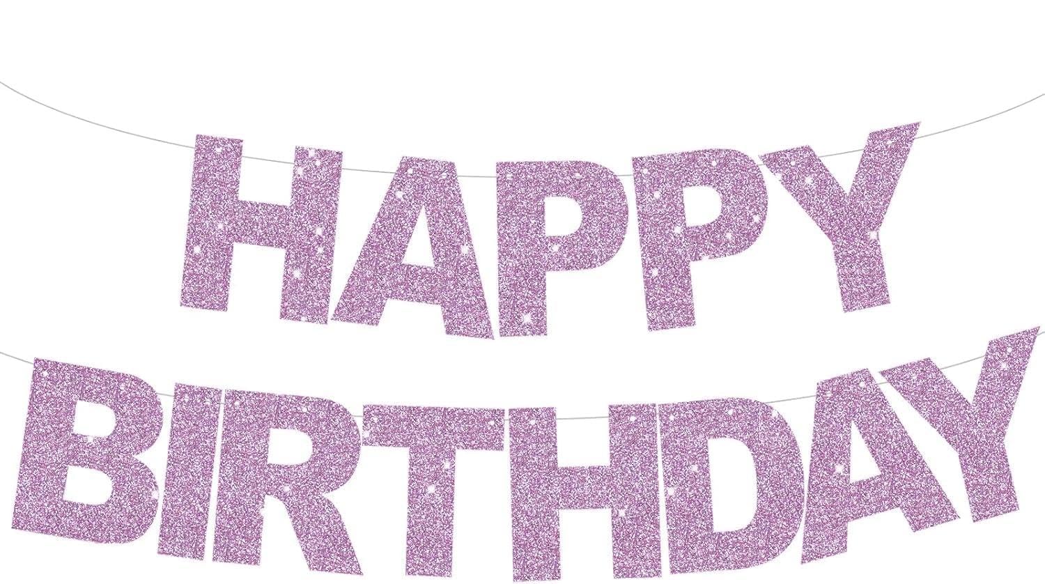 DecoGlee Pre-Strung Light Purple Happy Birthday Banner Party Sign Decor